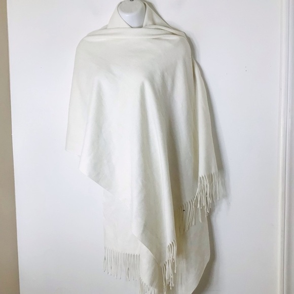 Scarf women ivory knit fringe sophisticated classic - Picture 1 of 5